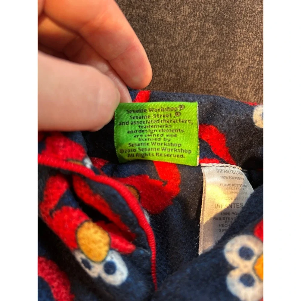 2010 Y2K Sesame Street Elmo Fleece Pajamas Set Infant 18M Button Front PJs